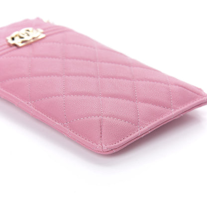 Chanel Caviar Quilted Boy Flat Wallet Pouch Pink 6 of 10