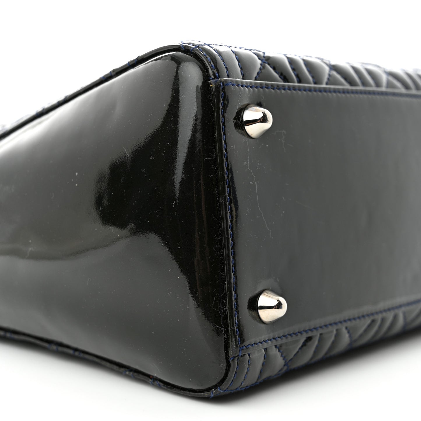 Patent Cannage Large Lady Dior Navy Blue