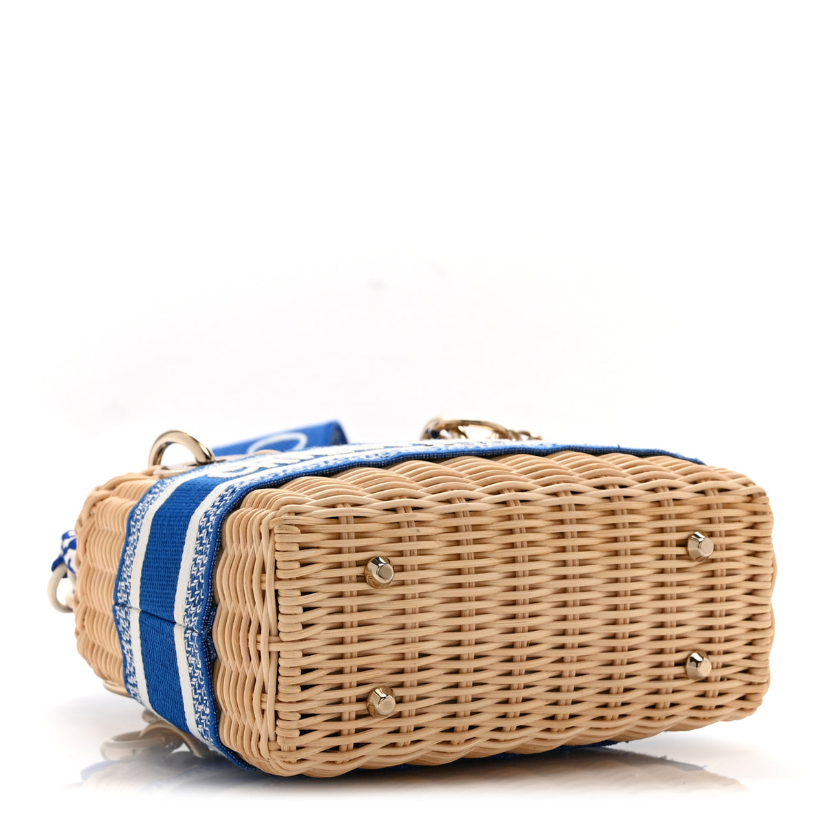 Wicker Oblique Mini Lady Dior Bag Florescent Blue