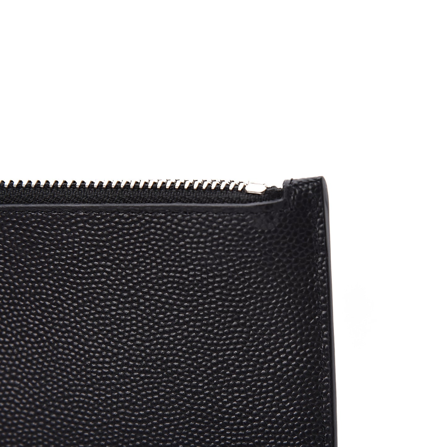 Grained Calfskin 5 Fragments Zip Pouch Card Holder Black