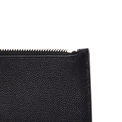 Saint Laurent Grained Calfskin 5 Fragments Zip Pouch Card Holder Black 9 of 14