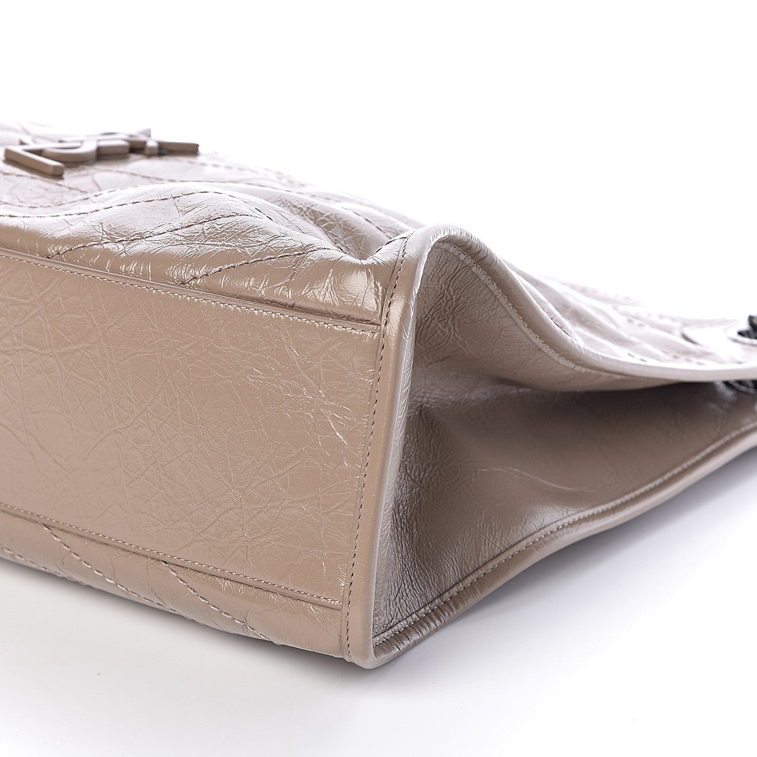 Saint Laurent Crinkled Calfskin Matelasse Monogram Niki Shoulder Bag Light Taupe 8 of 9