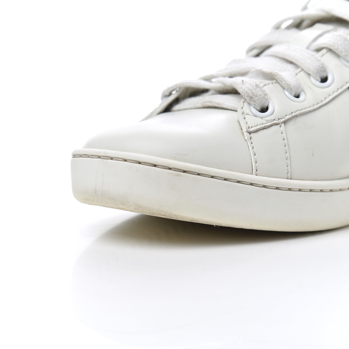 Calfskin Web Bee Embroidered Womens Ace Sneakers 38 White Green