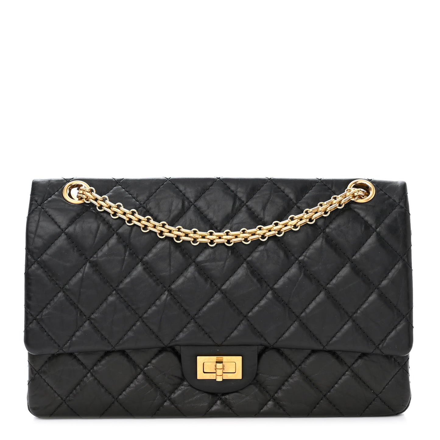 Aged Calfskin Quilted 2.55 Reissue 226 Flap Black