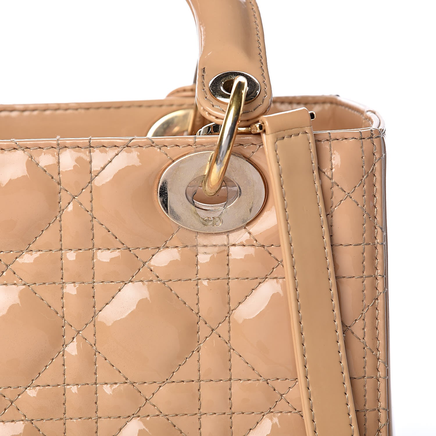 Christian Dior Patent Cannage Medium Lady Dior Beige 17 of 22