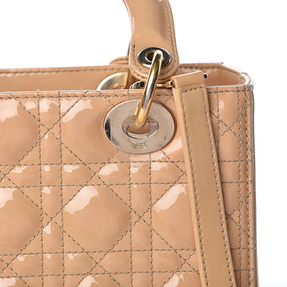 Christian Dior Patent Cannage Medium Lady Dior Beige 17 of 22