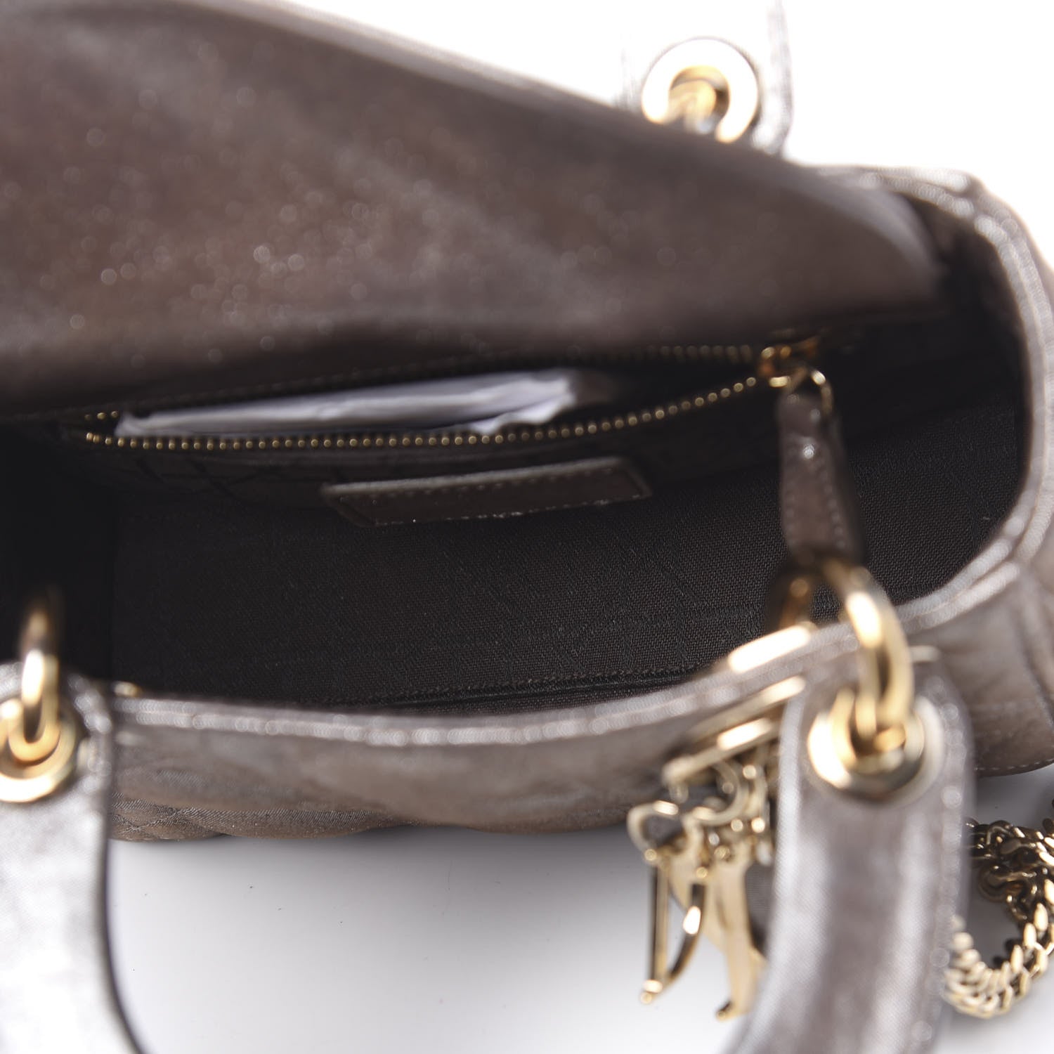 Christian Dior Metallic Calfskin Cannage Mini Lady Dior Brown 6 of 10