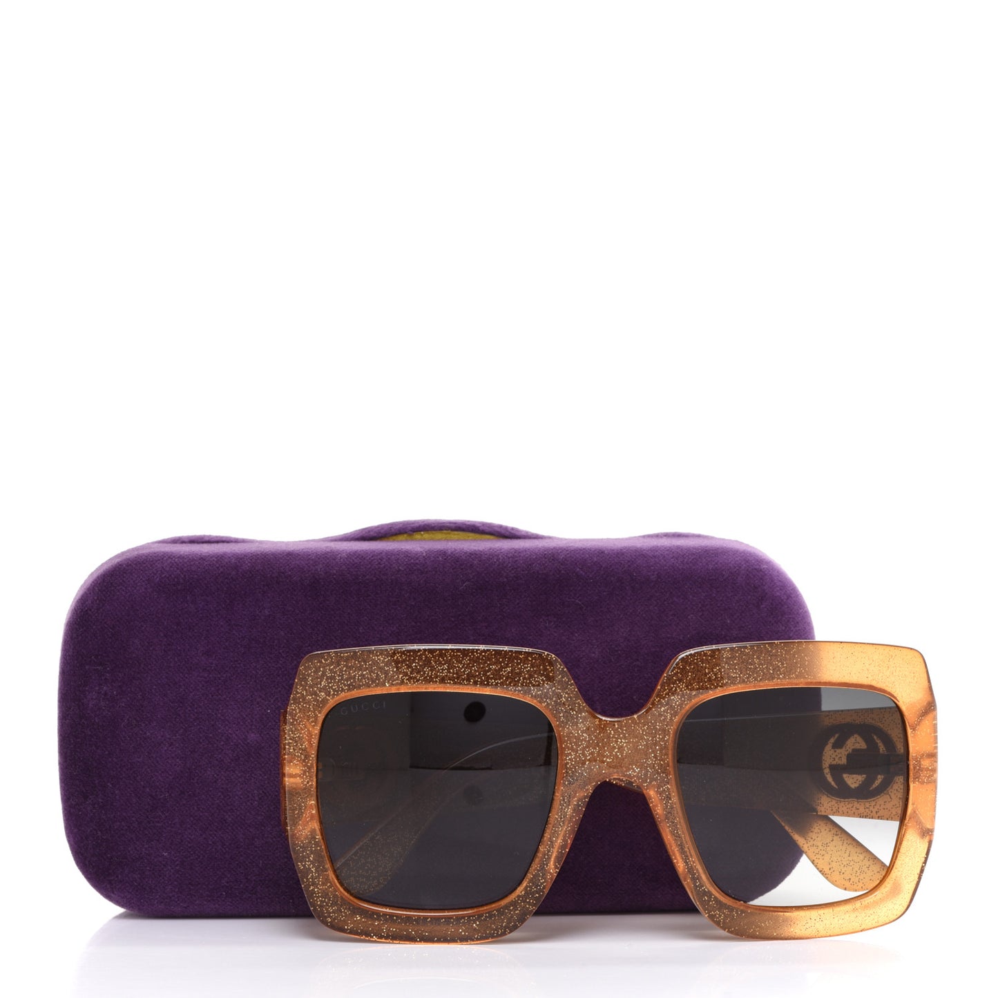Acetate Square Frame Sunglasses GG0053S Glitter Gold