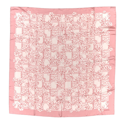 Chanel Silk Camellia CC Square Scarf Light Pink Dark Pink 1 of 3
