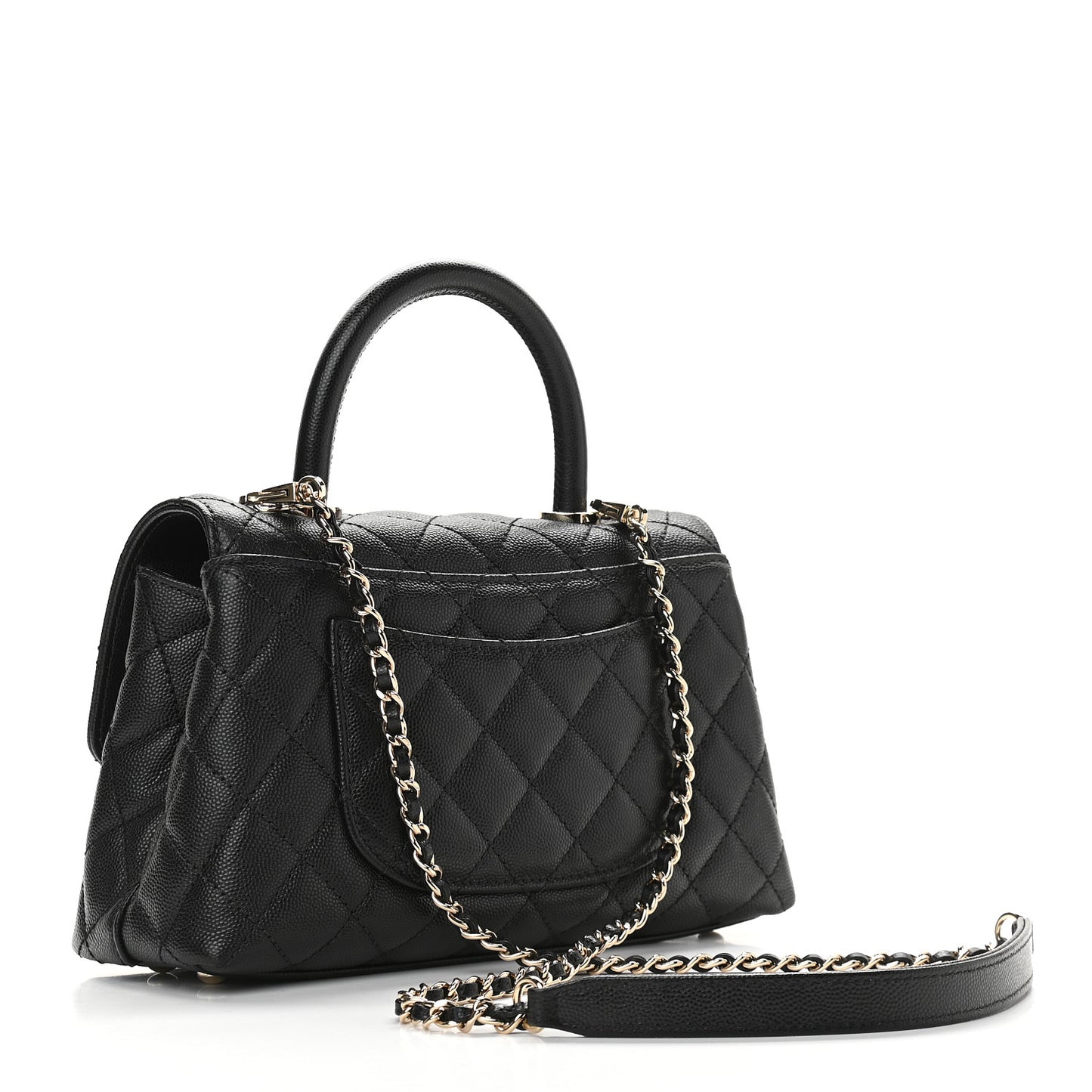 Caviar Quilted Mini Coco Handle Flap Black