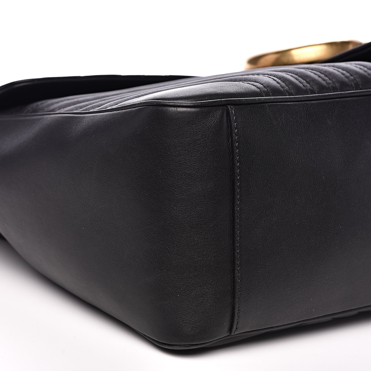 Gucci Calfskin Matelasse Maxi GG Marmont Top Handle Shoulder Bag Black 7 of 17