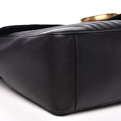 Gucci Calfskin Matelasse Maxi GG Marmont Top Handle Shoulder Bag Black 7 of 17
