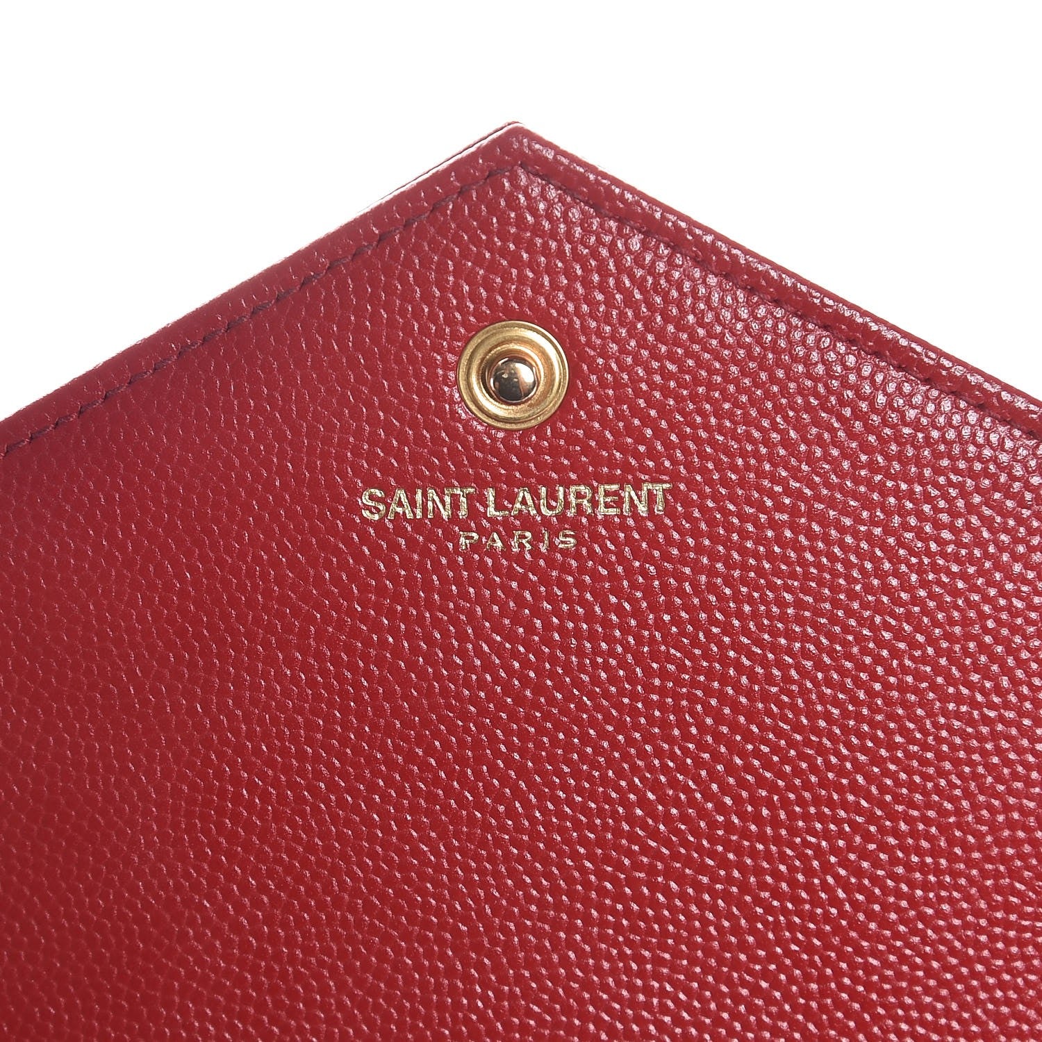 Saint Laurent Grain De Poudre Matelasse Chevron Monogram Chain Wallet Red 6 of 9