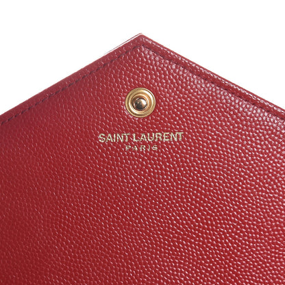 Saint Laurent Grain De Poudre Matelasse Chevron Monogram Chain Wallet Red 6 of 9