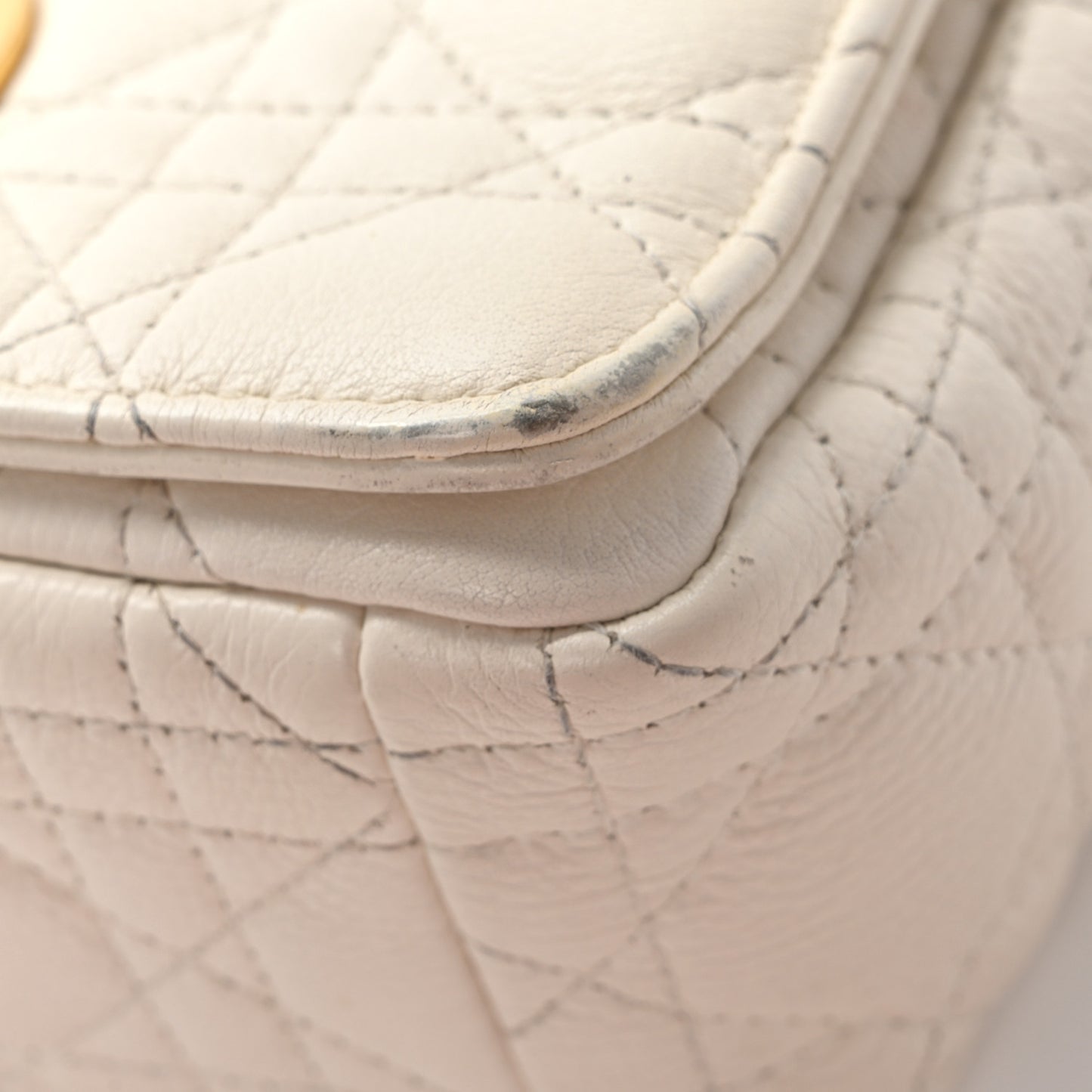 Calfskin Cannage Small Caro Bag Ivory