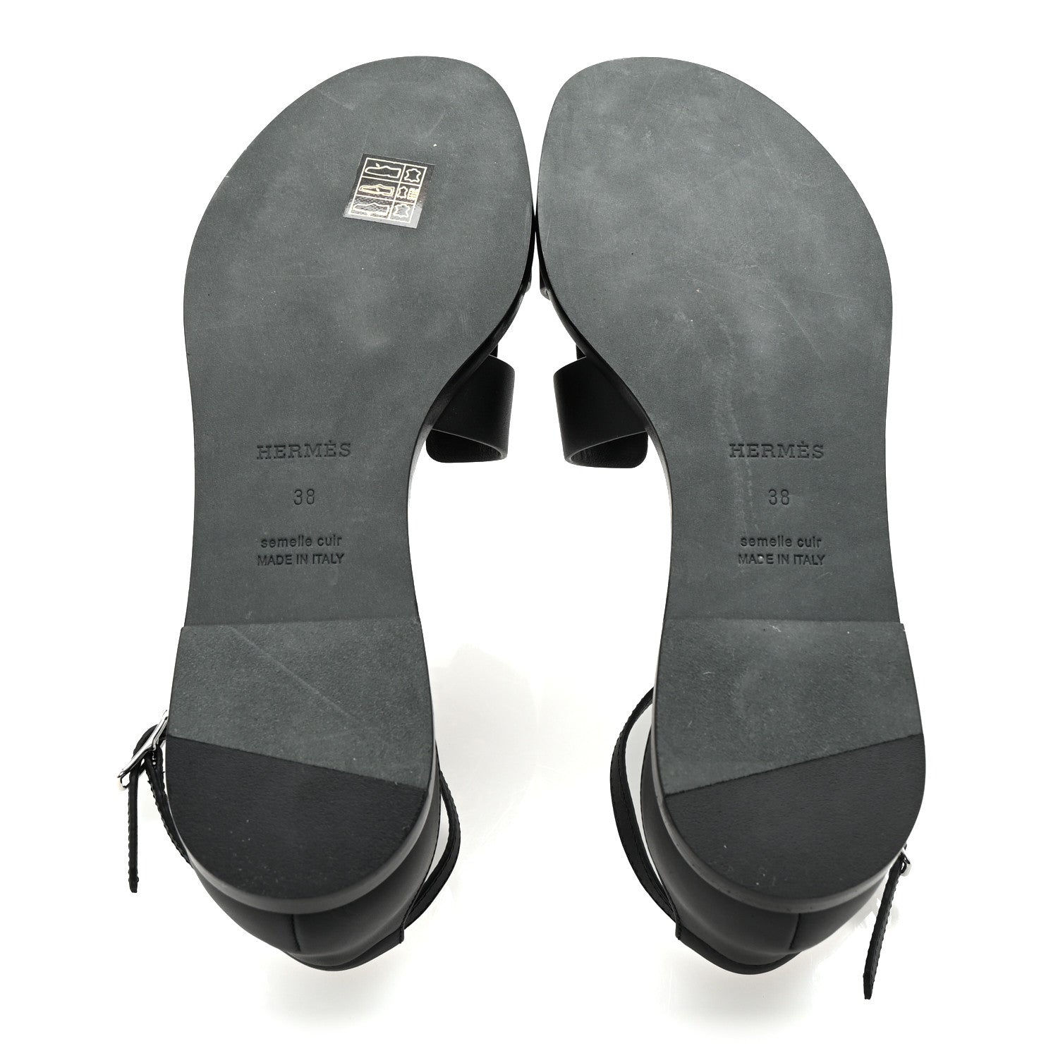 Hermes Calfskin Santorini Sandals 38 Black 6 of 10