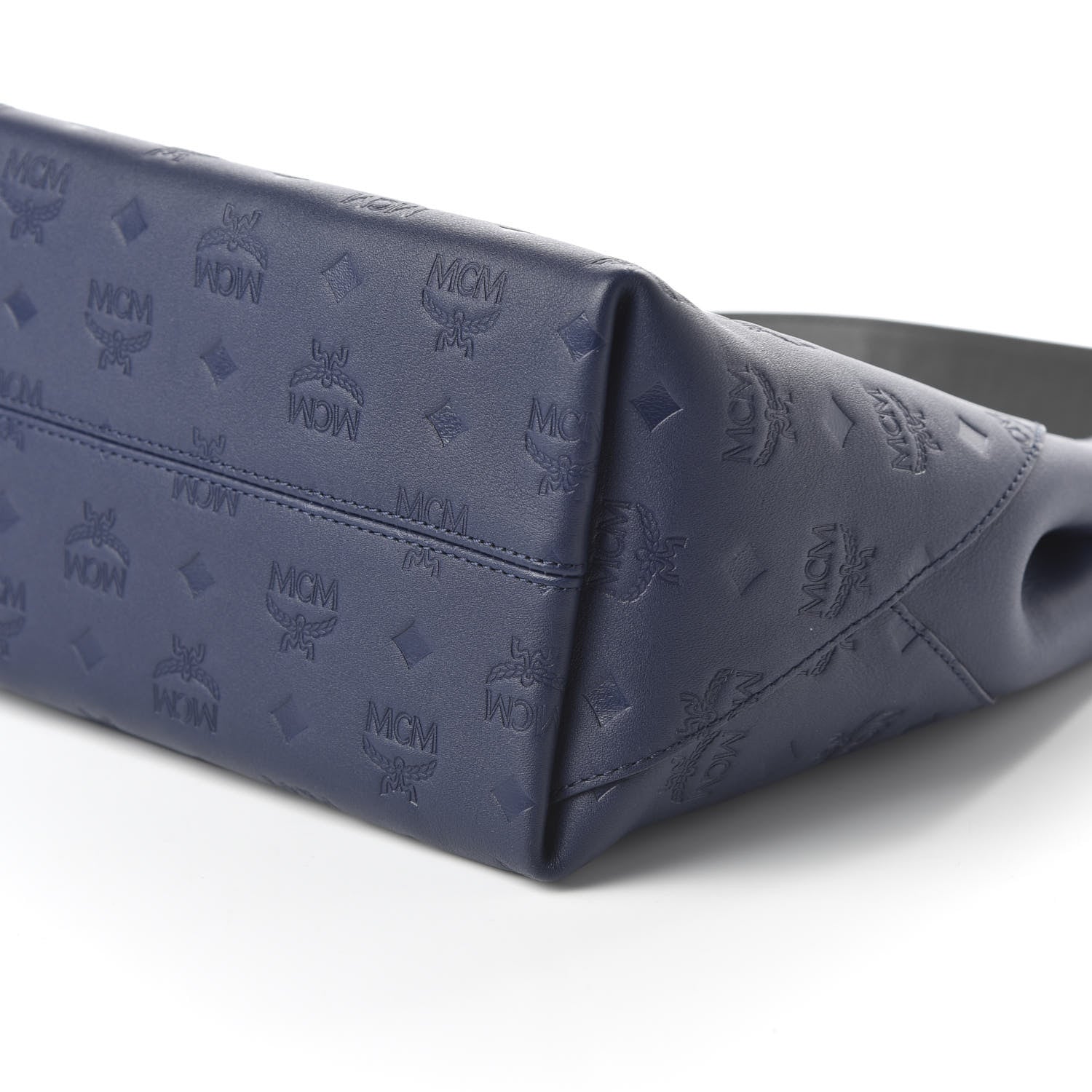 MCM Calfskin Ottomar Monogram Medium Klara Hobo Navy Blue 8 of 10