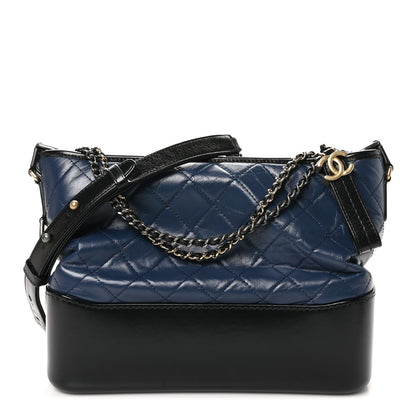 Chanel Aged Calfskin Quilted Medium Gabrielle Hobo Navy Black 1 of 10