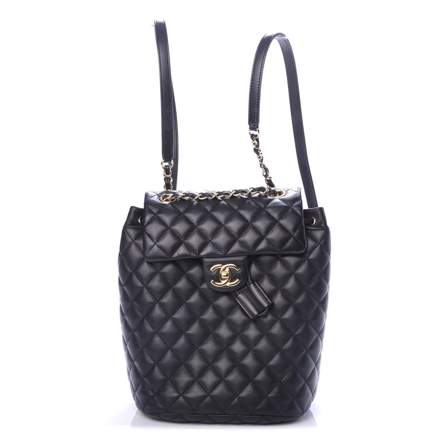 Lambskin Quilted Small Urban Spirit Backpack Black