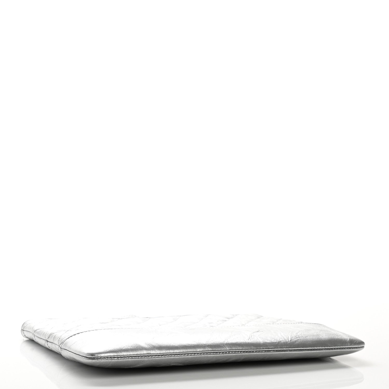 Chanel Metallic Crumpled Calfskin Quilted Medium Gabrielle Cosmetic Case Silver 4 of 9