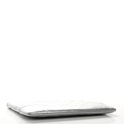 Chanel Metallic Crumpled Calfskin Quilted Medium Gabrielle Cosmetic Case Silver 4 of 9