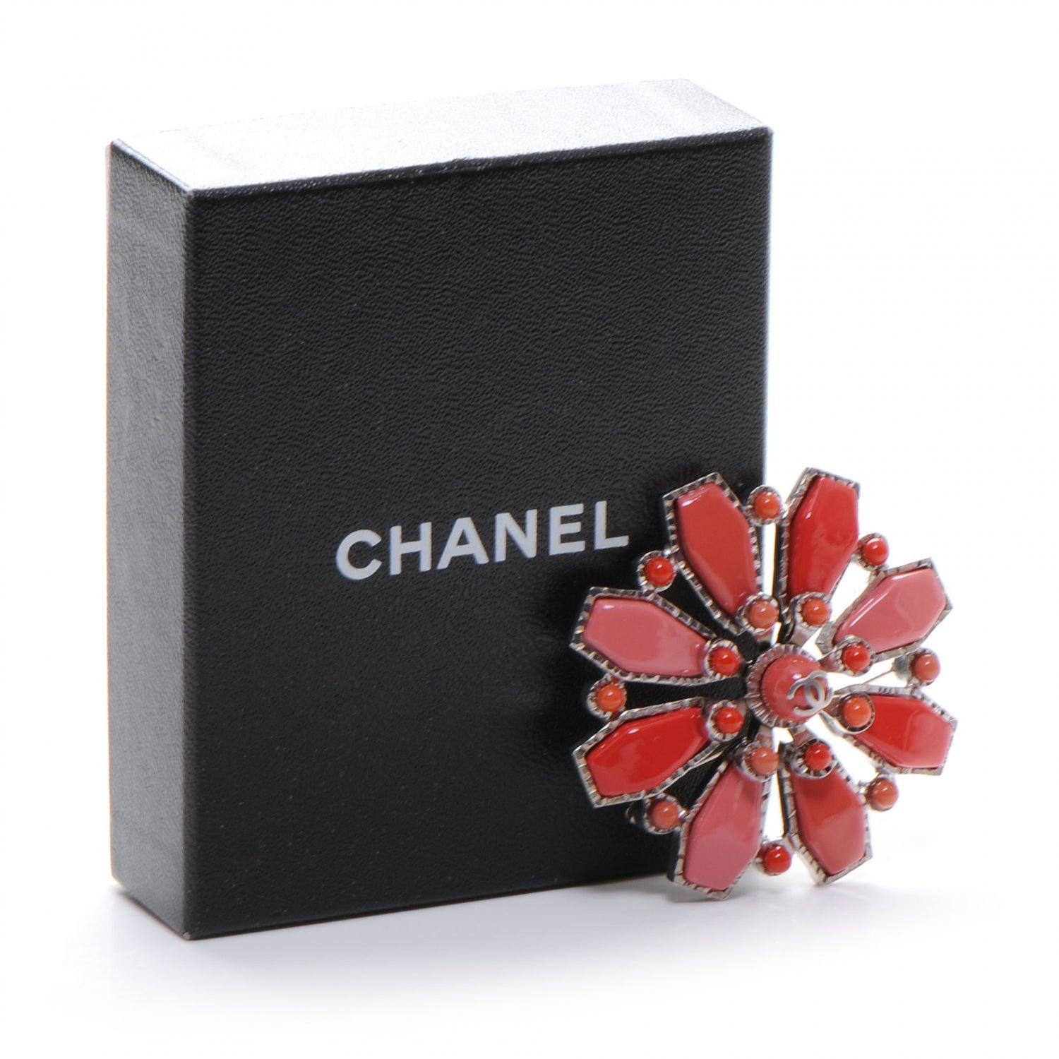 Chanel CC Gripoix Brooch Pin Pink Silver 3 of 5