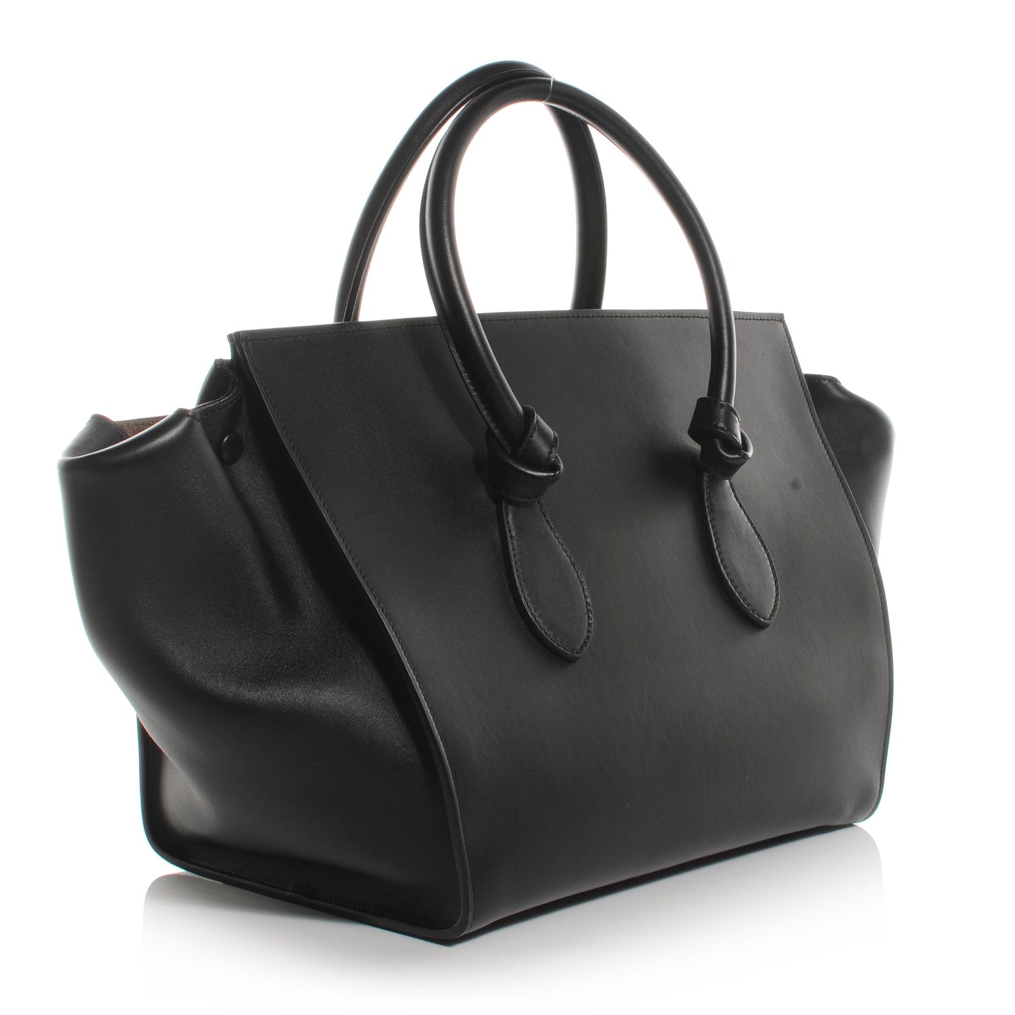 Smooth Calfskin Tie Knot Tote Black