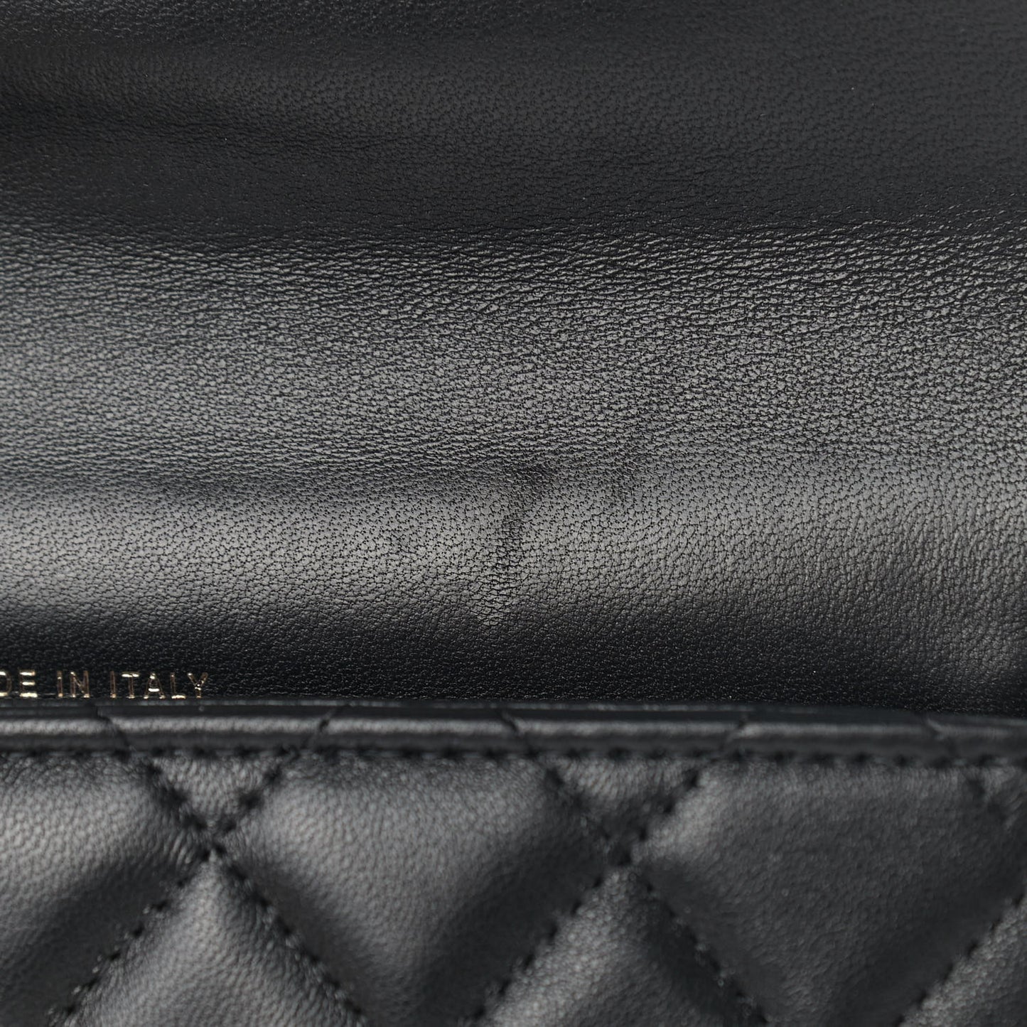 Lambskin Quilted Charm Flap Phone Holder With Chain Black