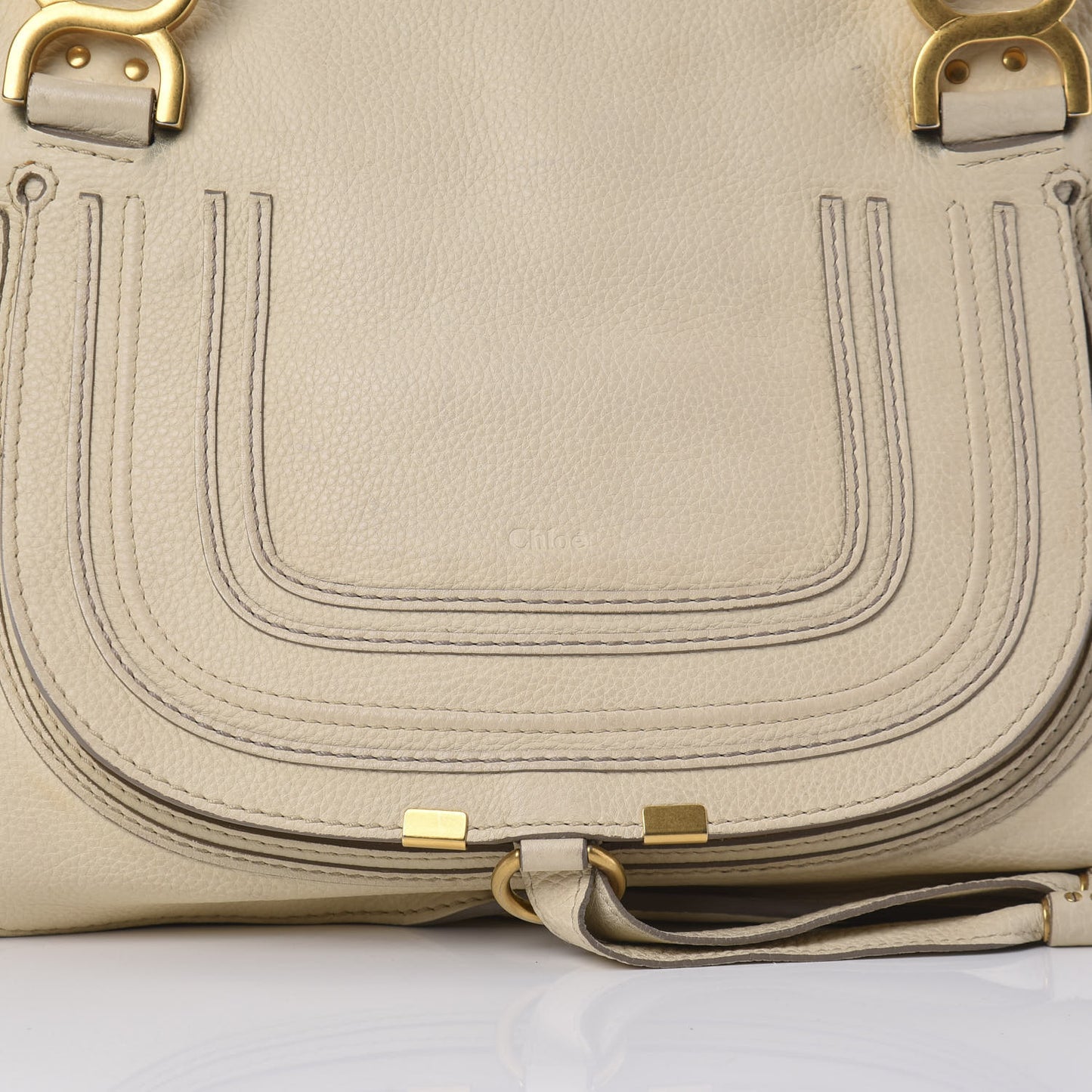 Calfskin Medium Marcie Satchel Cream