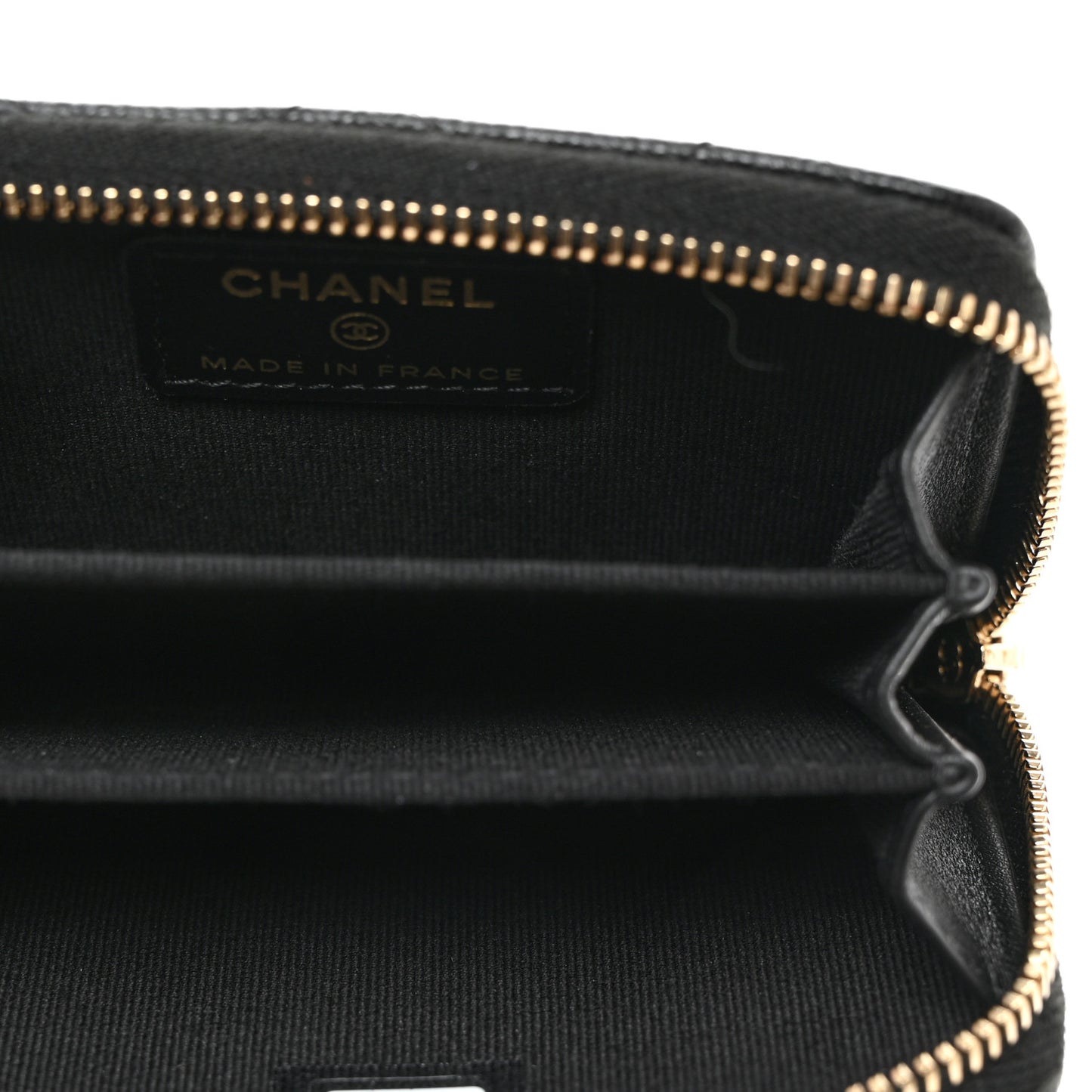 Shiny Caviar Quilted Strass CC Zip Coin Purse Black
