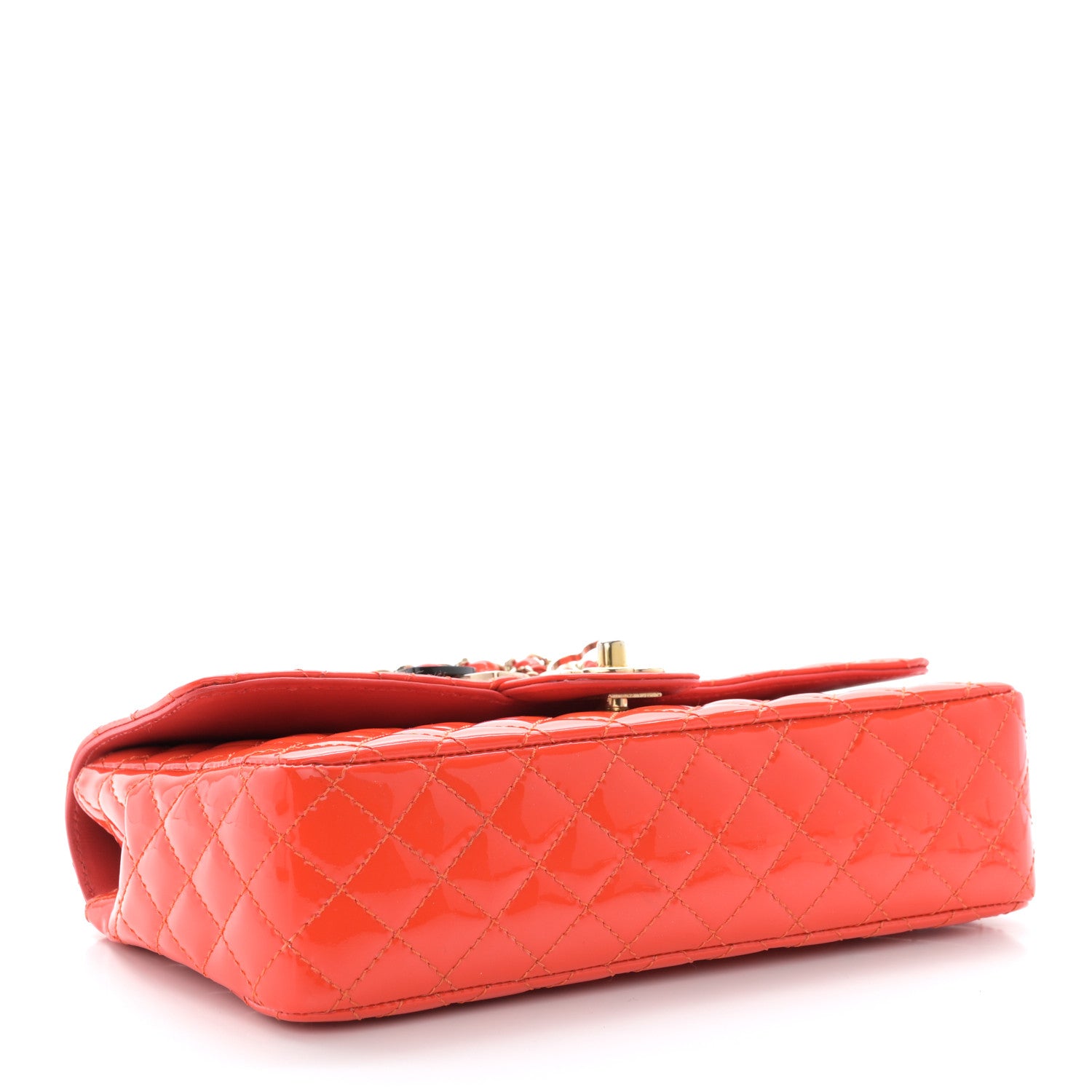 Chanel Patent Calfskin Quilted Valentine Charms Medium Single Flap Red 4 of 12