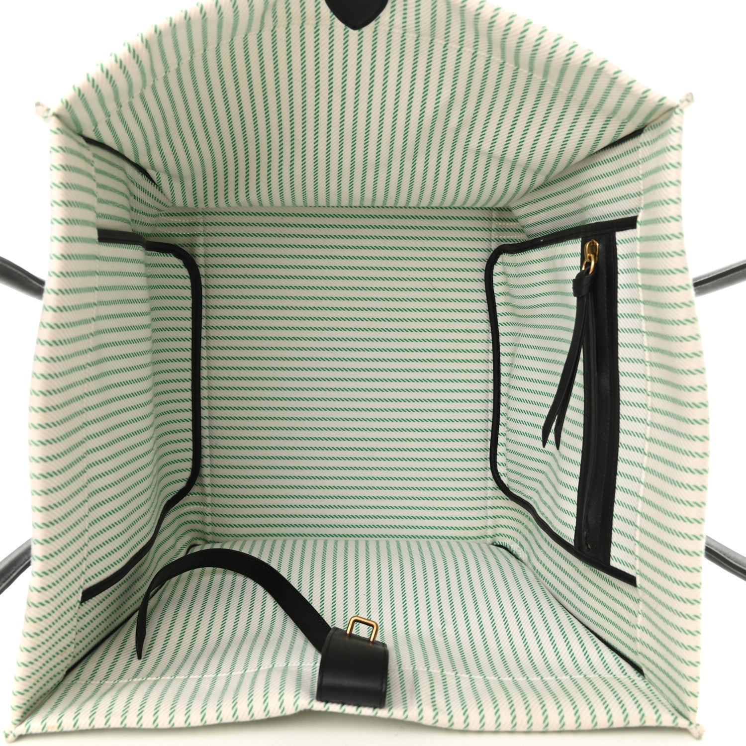 Celine Cotton Canvas Striped Medium Phantom Luggage White Green 5 of 12