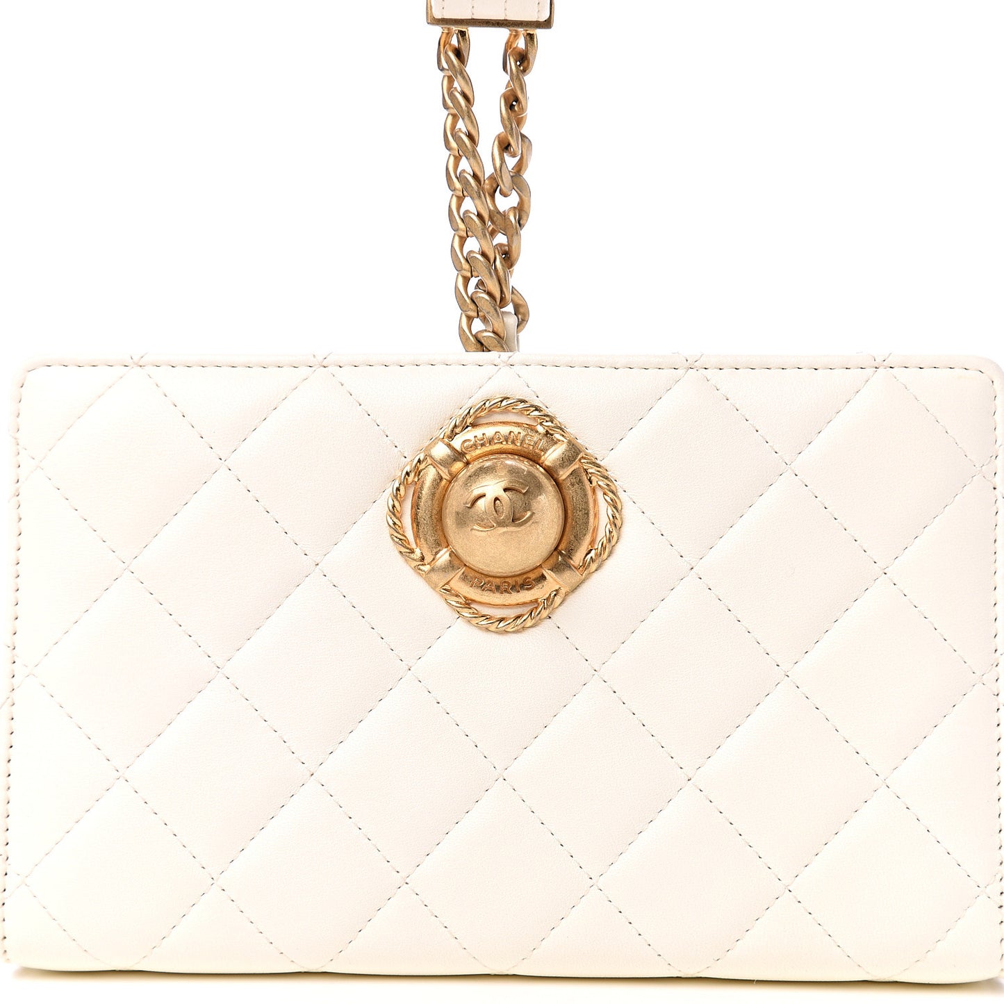 Lambskin Quilted Evening By The Sea Clutch White