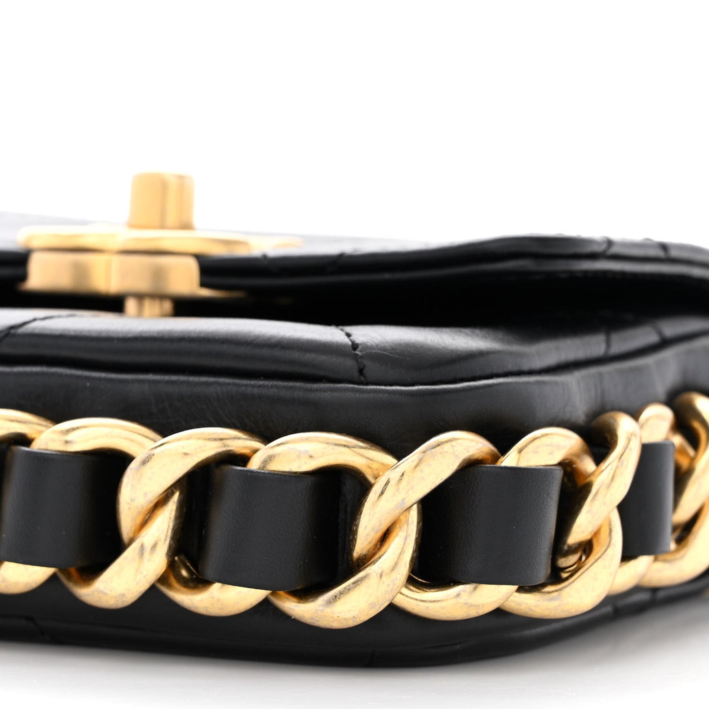 Calfskin Quilted Mini Framing Chain Bag Black