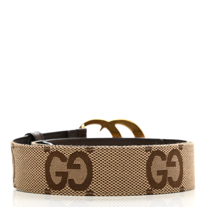 Gucci Monogram Jumbo GG Textured Dollar Calfskin Double G 40mm Belt 95 38 Camel Ebony 2 of 5