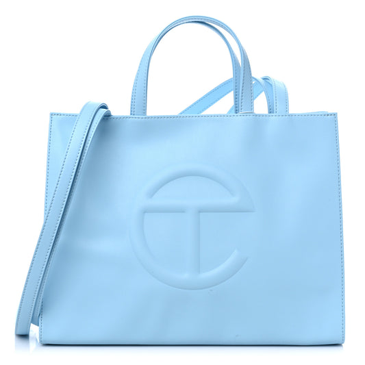 Vegan Leather Medium Shopping Bag Pool Blue