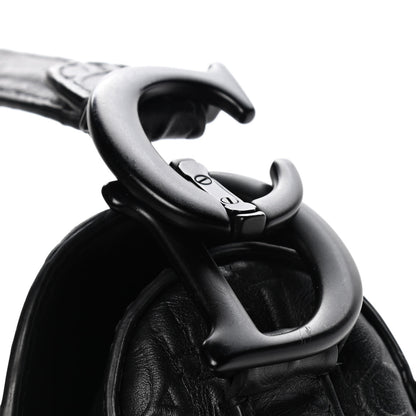 Christian Dior Calfskin Embossed Oblique Saddle Bag Black 10 of 13