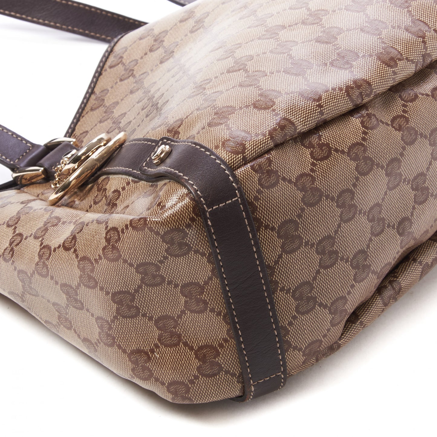 Crystal Monogram Medium Abbey Shoulder Bag Dark Brown