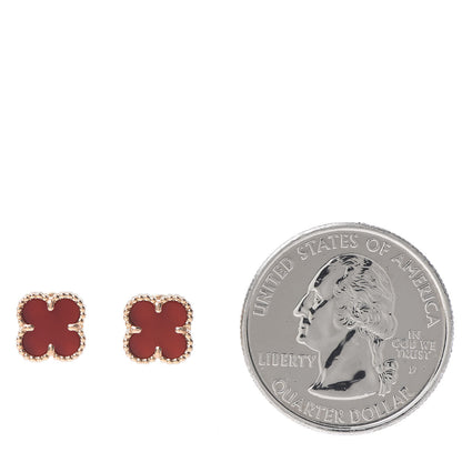 Van Cleef & Arpels 18K Rose Gold Carnelian Sweet Alhambra Earrings 2 of 5