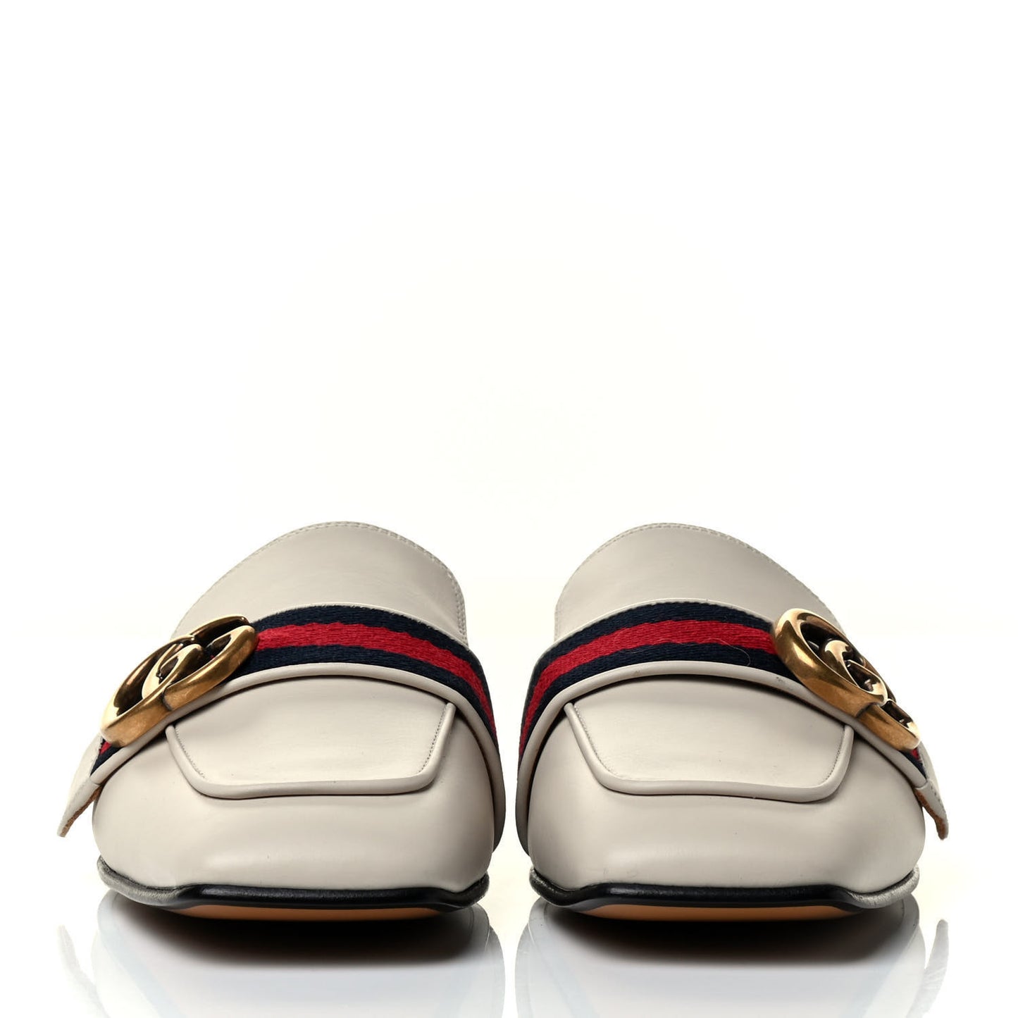 Calfskin Web Womens Peyton GG Slippers 36 Mystic White
