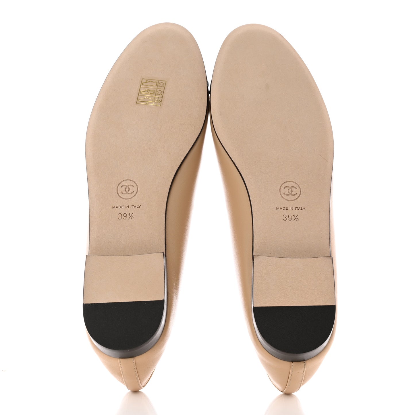 Lambskin Cap Toe Ballerina Flats 39.5 Beige Black