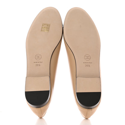 Chanel Lambskin Cap Toe Ballerina Flats 39.5 Beige Black 5 of 14