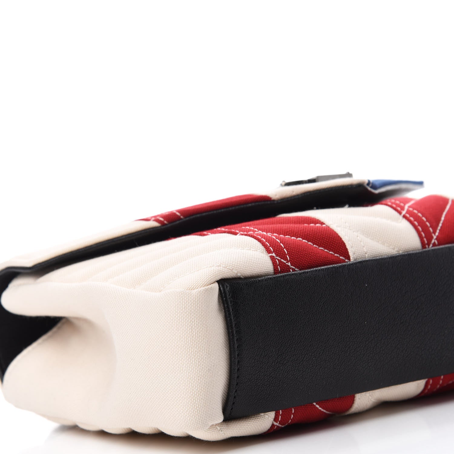 Saint Laurent Canvas Matelasse Chevron American Flag Monogram Medium College Bag Red Blue 6 of 11
