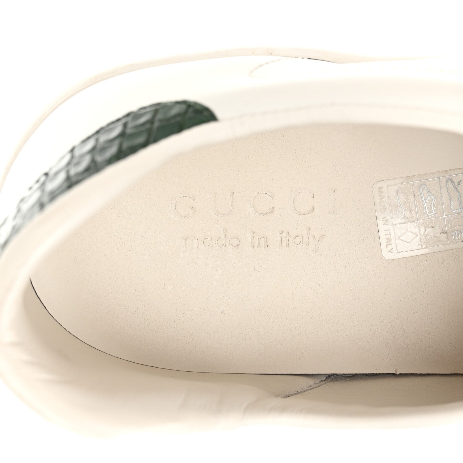 Gucci Calfskin Crocodile Web Mens Ace Sneakers 10.5 White Green 7 of 12