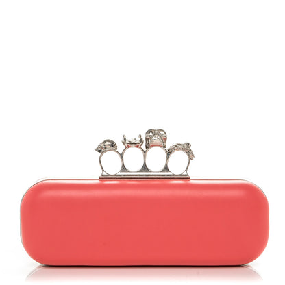 Alexander McQueen Nappa Skull Knuckle Box Clutch Geranio 1 of 7