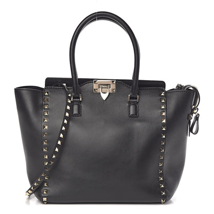 Valentino Garavani Vitello Rockstud Double Handle Tote Black 1 of 10