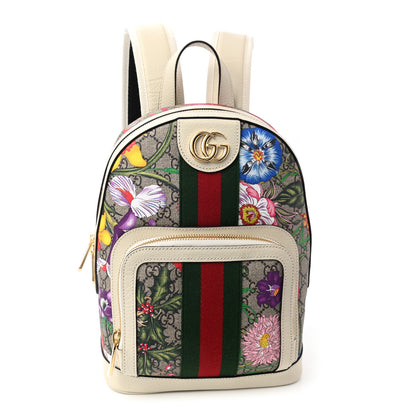 Gucci GG Supreme Monogram Flora Web Small Ophidia Day Backpack White 1 of 9