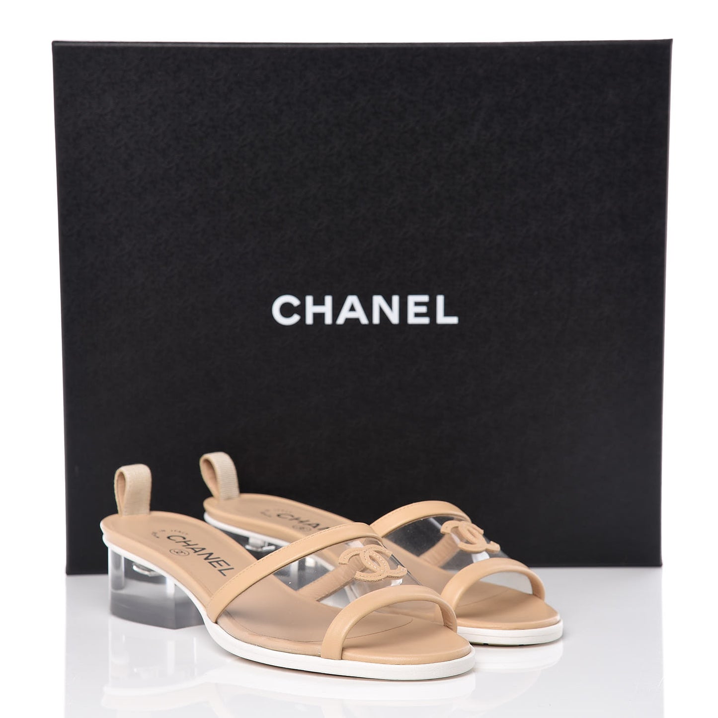 Lambskin PVC Mule 36.5 Transparent Beige