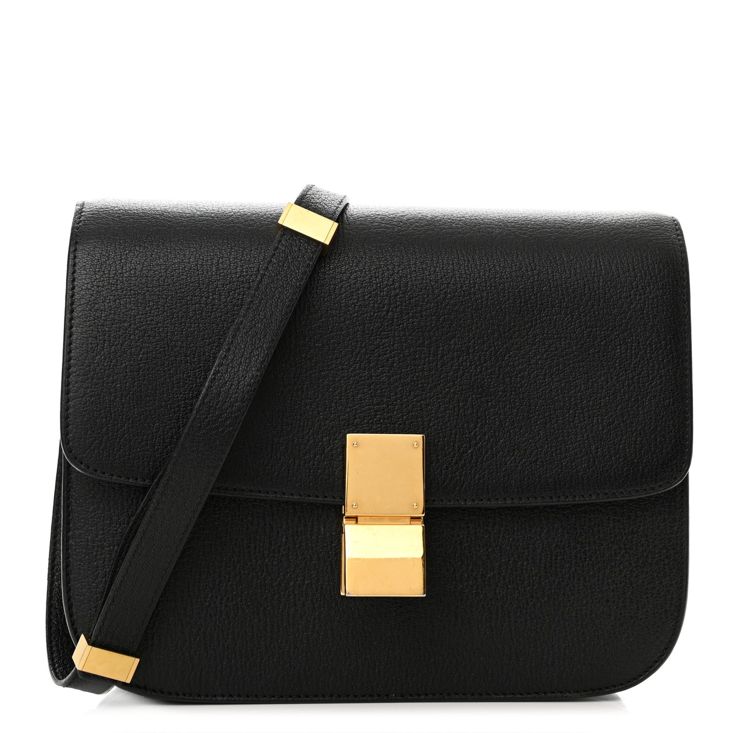 Goatskin Medium Classic Box Flap Bag Black