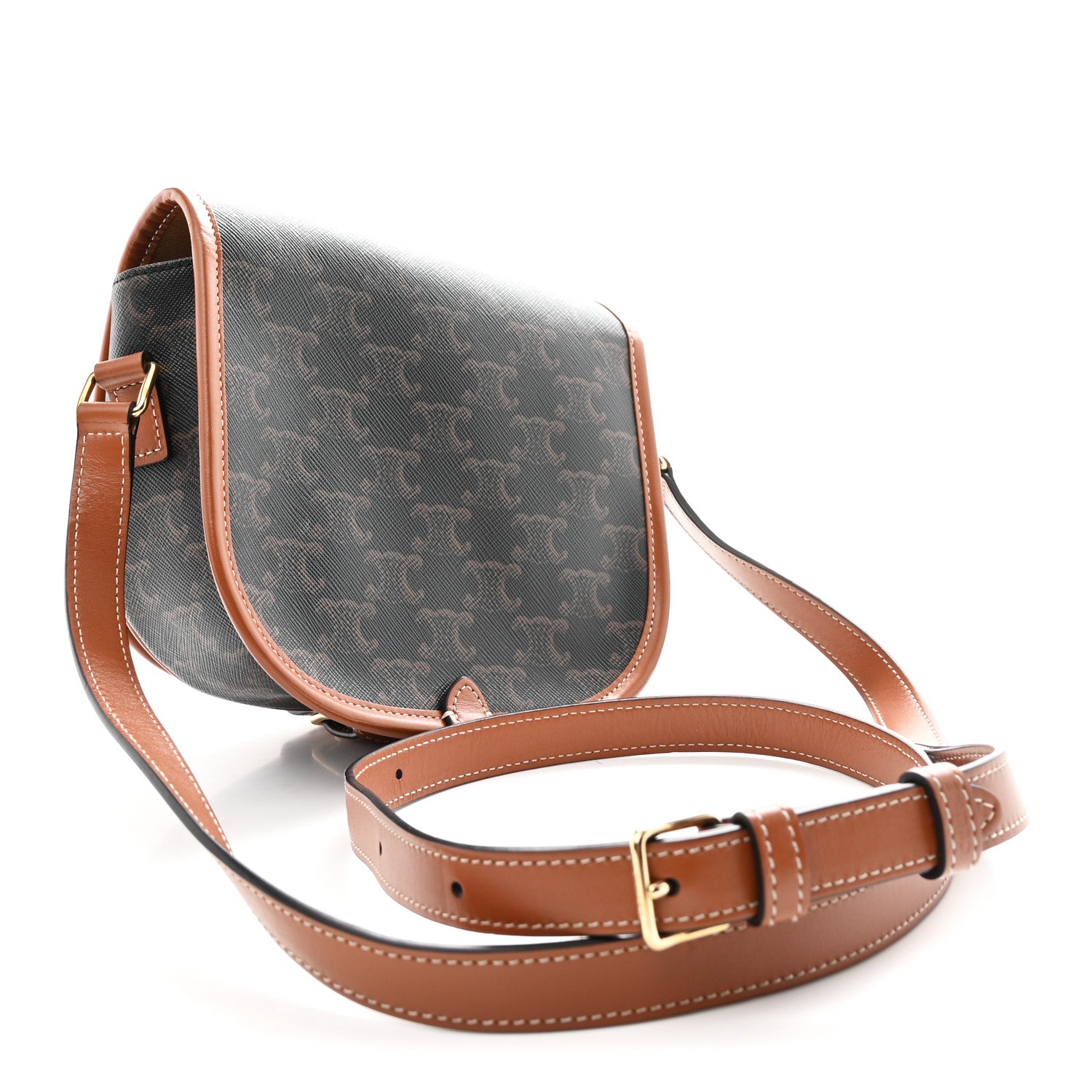 Celine Triomphe Canvas Medium Folco Bag Tan 3 of 9